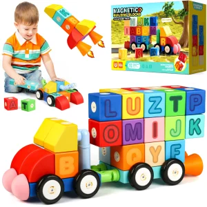 Foam Magnetic Building Blocks, 52 PCS Alphabet Truck Toys