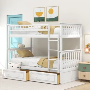 Harper & Bright Convertible Wood Twin-Over-Twin Bunk Bed
