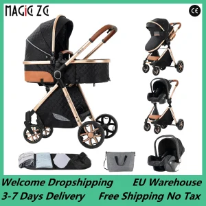 Baby Stroller 3‑in‑1 Travel System Pushchair Lightweight Pram