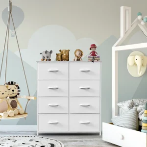 JHK Children's Wardrobe For Bedroom With 8 Fabric Drawers